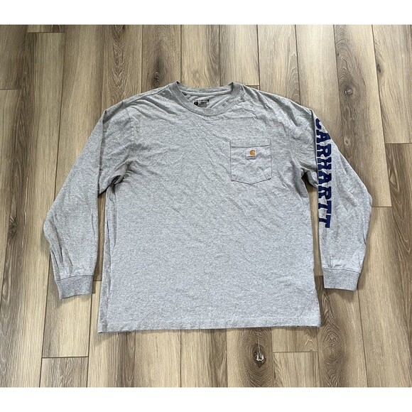 Carhartt Loose Fit Pocket T Shirt Men’s L Long Sleeve Gray TK5495-M - Picture 1 of 9